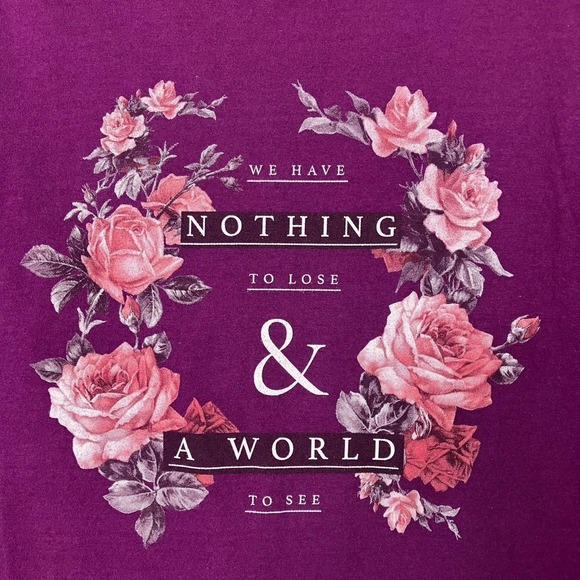 WE Have Nothing to Lose & A World to See Purple Statement T-Shirt Women's Size M - Picture 5 of 15